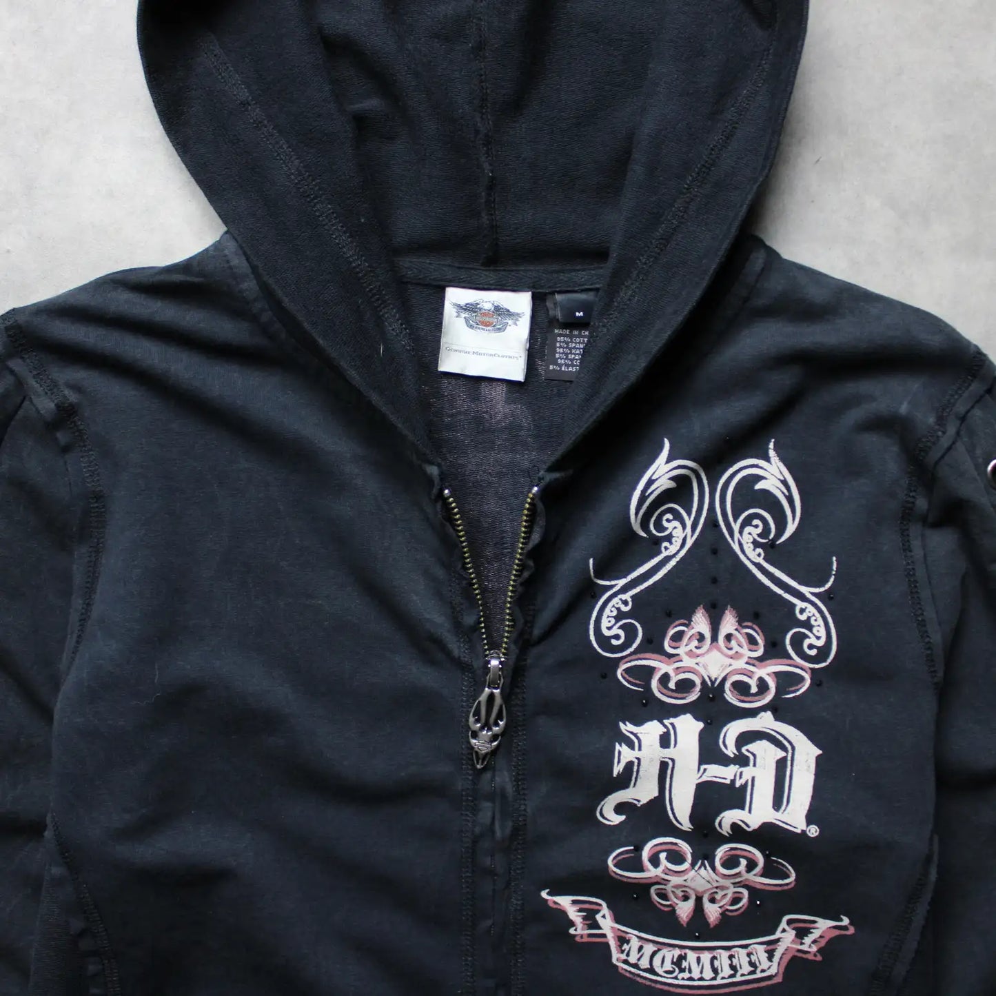 Harley Davidson All-Over Print Zip Hoodie – Black (Woman-M)