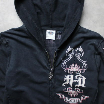 Harley Davidson All-Over Print Zip Hoodie – Black (Woman-M)
