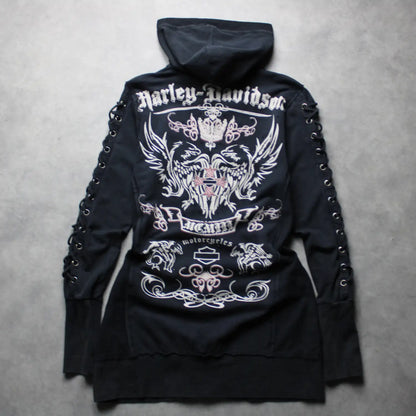 Harley Davidson All-Over Print Zip Hoodie – Black (Woman-M)