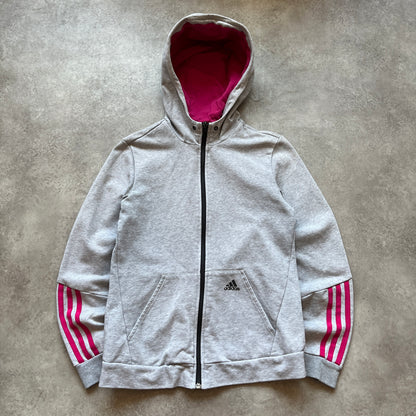 Adidas Grey Pink Zip Hoodie S