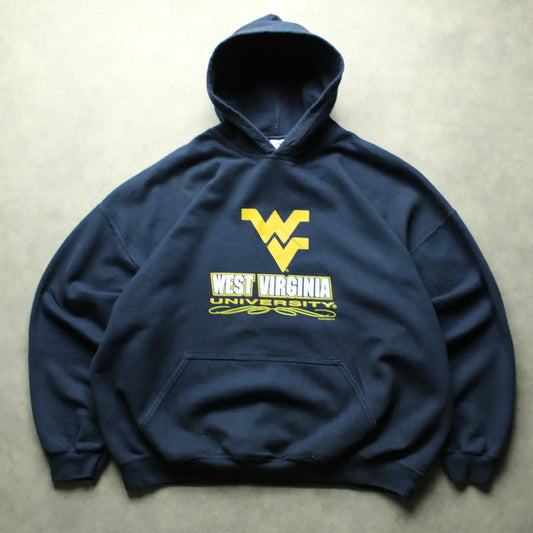 Gildan West Virginia University Printed Hoodie – Navy (Man-XXL)