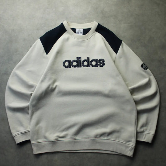 Adidas Embroidered Logo Crewneck Sweatshirt – Cream/Black (Man-L)