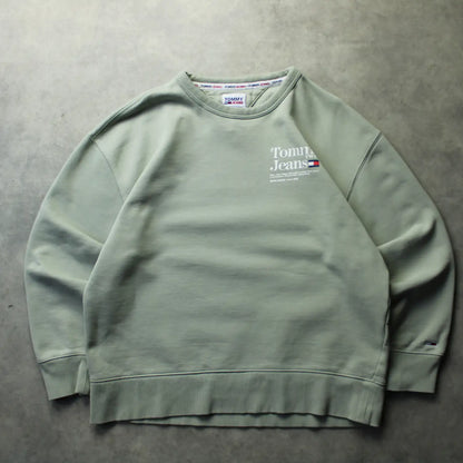 Tommy Jeans Minimal Logo Crewneck Sweatshirt – Sage Green (Man-L)