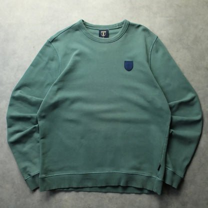 Cavallaro Napoli Shield Logo Crewneck Sweatshirt – Teal (Man-XL)