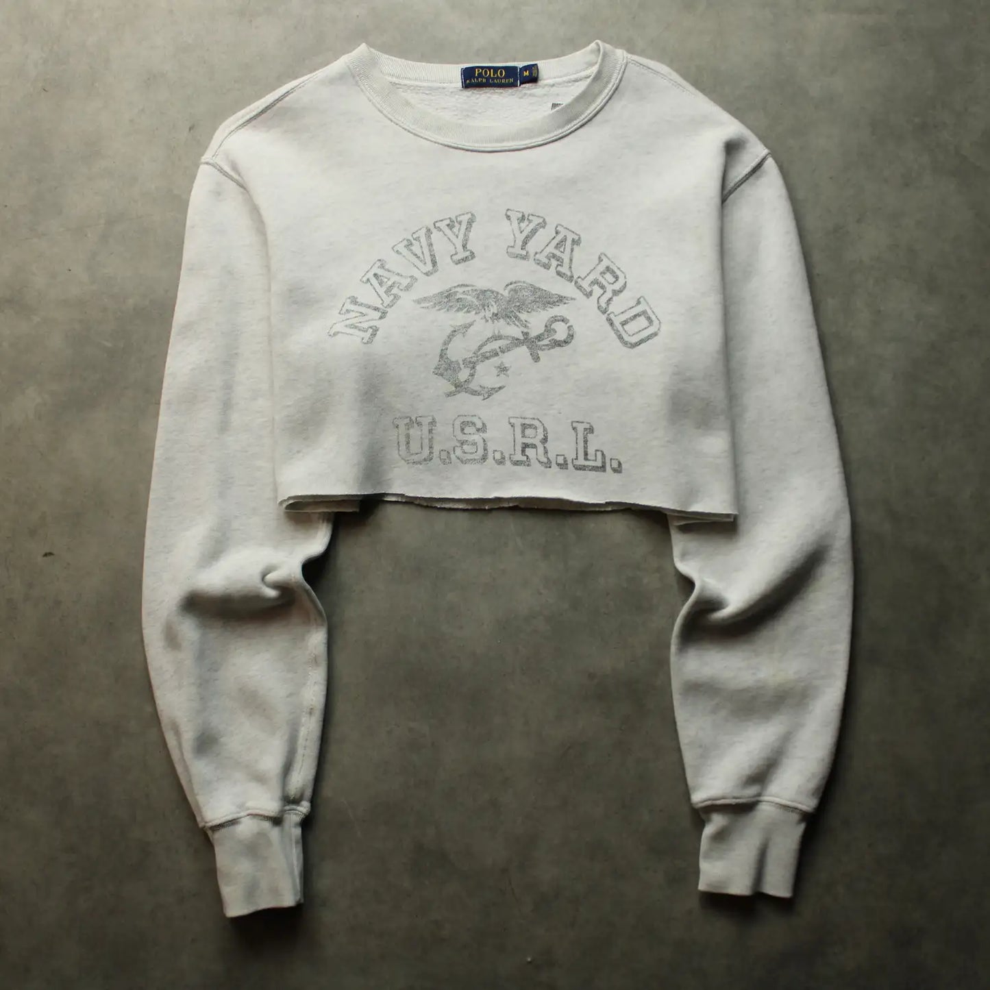 Ralph Lauren Navy Yard Cropped Crewneck Sweatshirt – Grey (Woman-M)