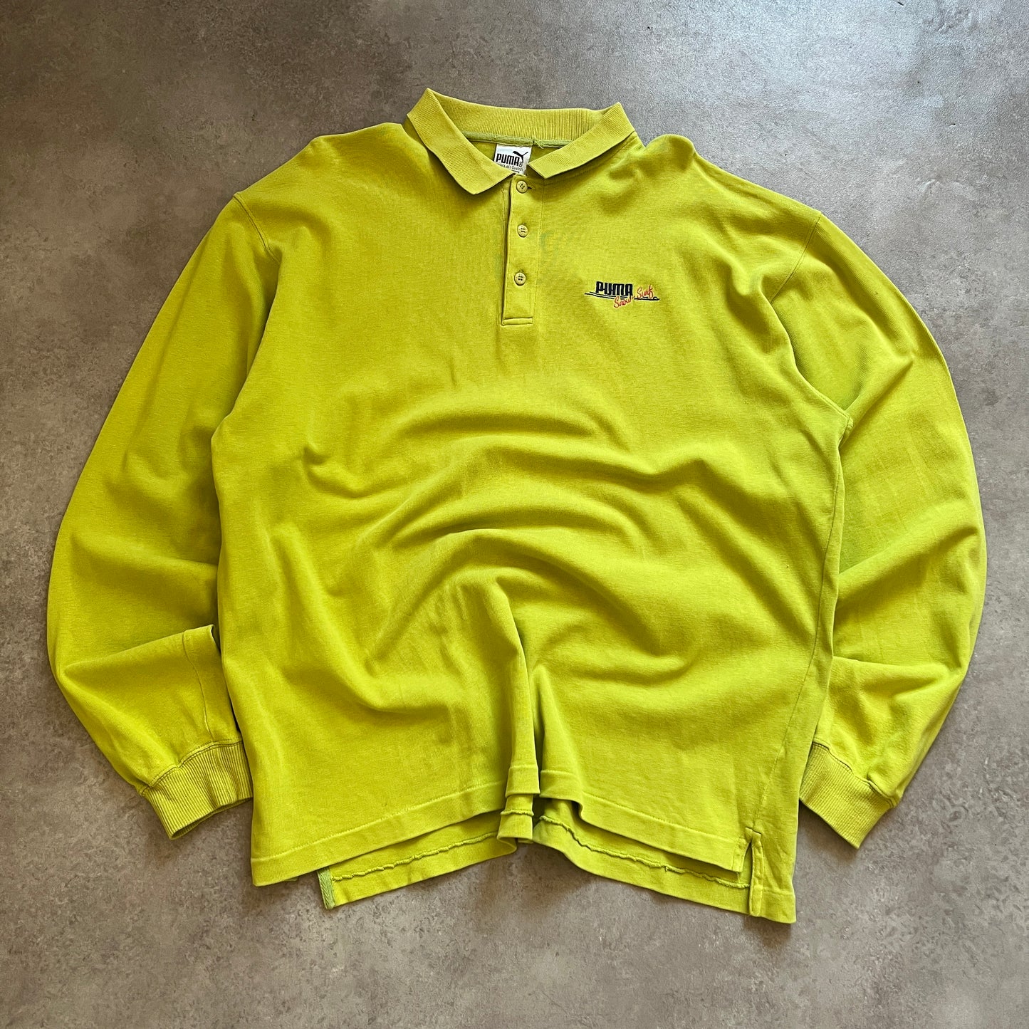 Puma Vintage Yellow Long Sleeve Polo Shirt XL