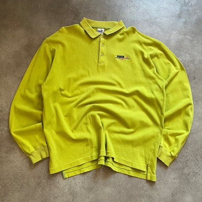 Puma Vintage Yellow Long Sleeve Polo Shirt XL