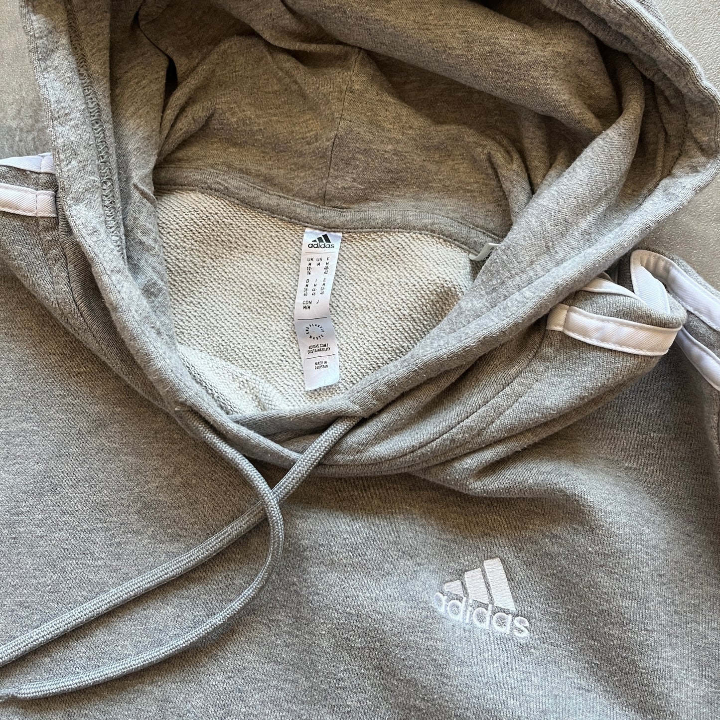 Adidas Grey Cropped Hoodie M