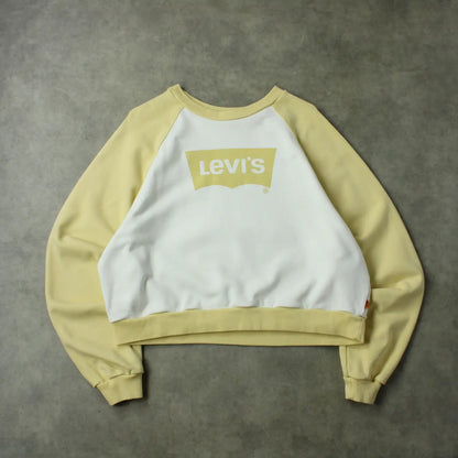 Levi’s Cropped Logo Sweatshirt – White/Yellow (Woman-M)