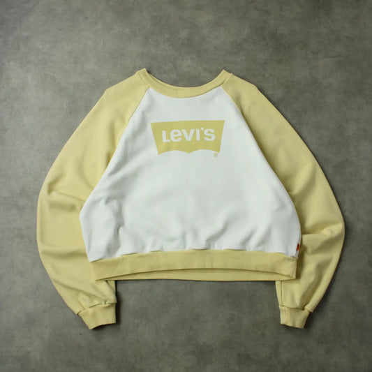Levi’s Cropped Logo Sweatshirt – White/Yellow (Woman-M)