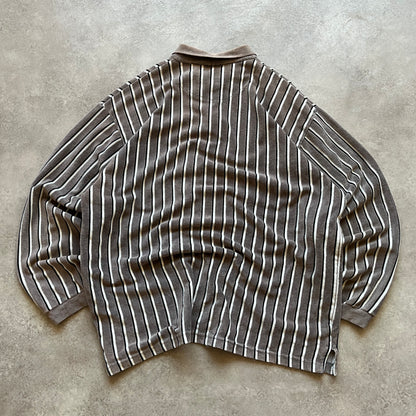 Billy Dean Striped Long Sleeve Polo Shirt XXL