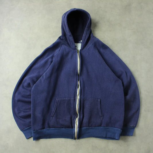Vintage Romanian Made Thermo Lined Zip Hoodie – Navy (Man-M)