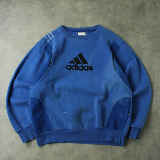 Adidas Logo Crewneck Sweatshirt – Blue (Man-L,Distressed)
