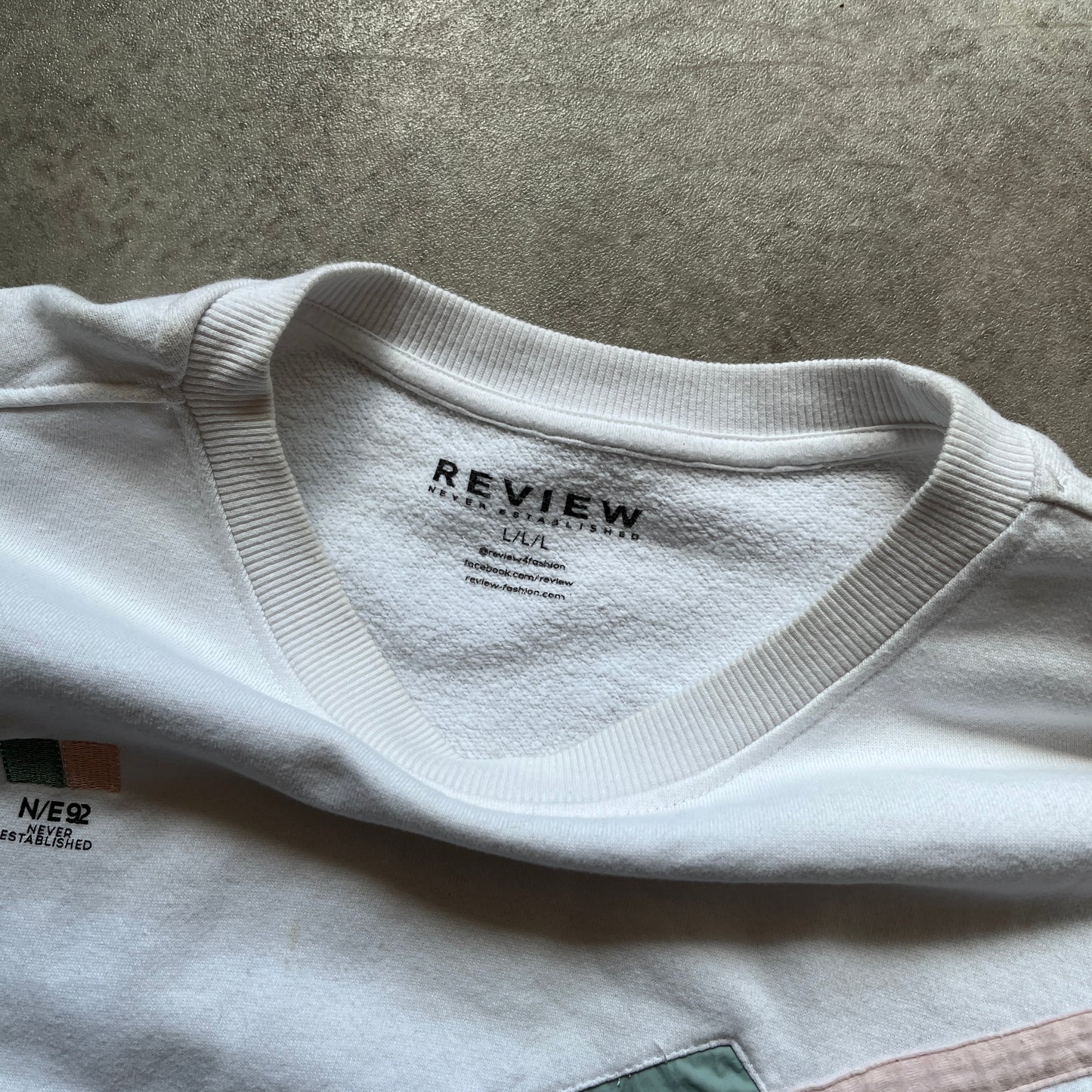 Review White Green Cropped Sweatshirt L