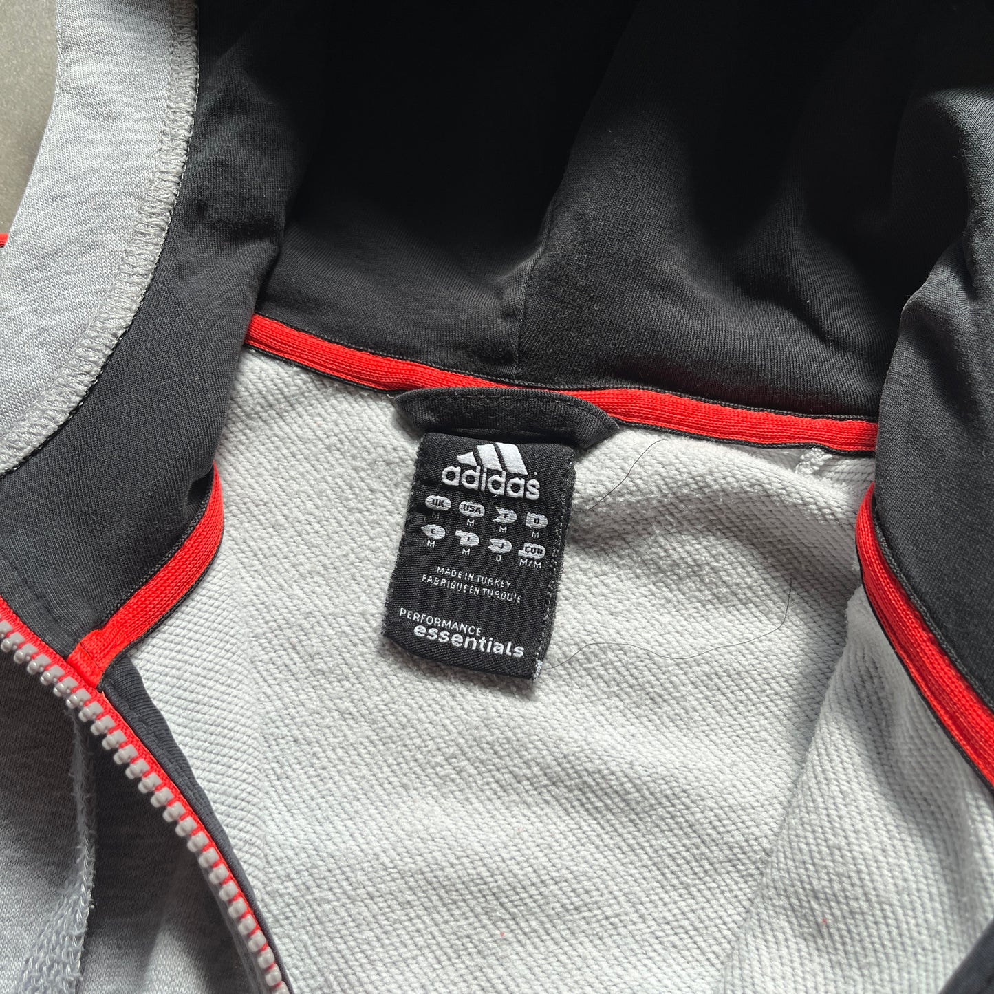 Adidas Grey Zip Hoodie M