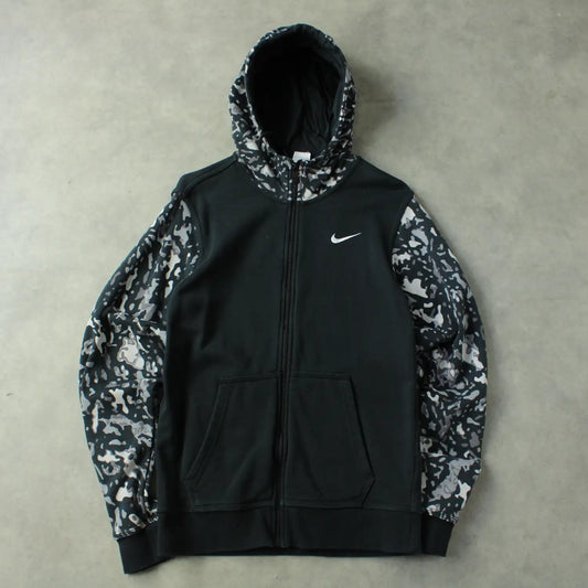 Nike Club Fleece Zip Hoodie – Black-Camo (Man-S)