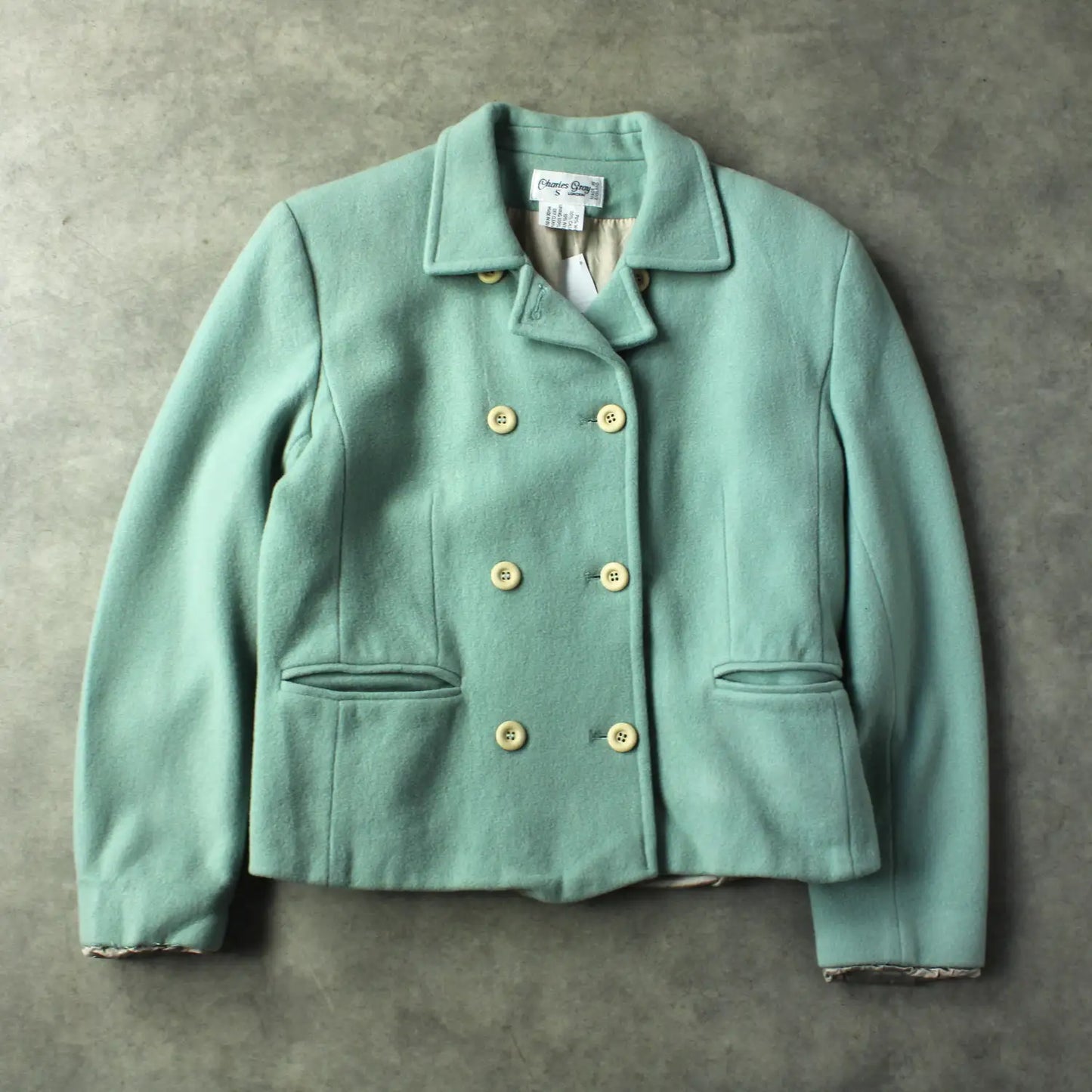 Charles Gray Double Breasted Wool Jacket – Mint Green (Woman-S)