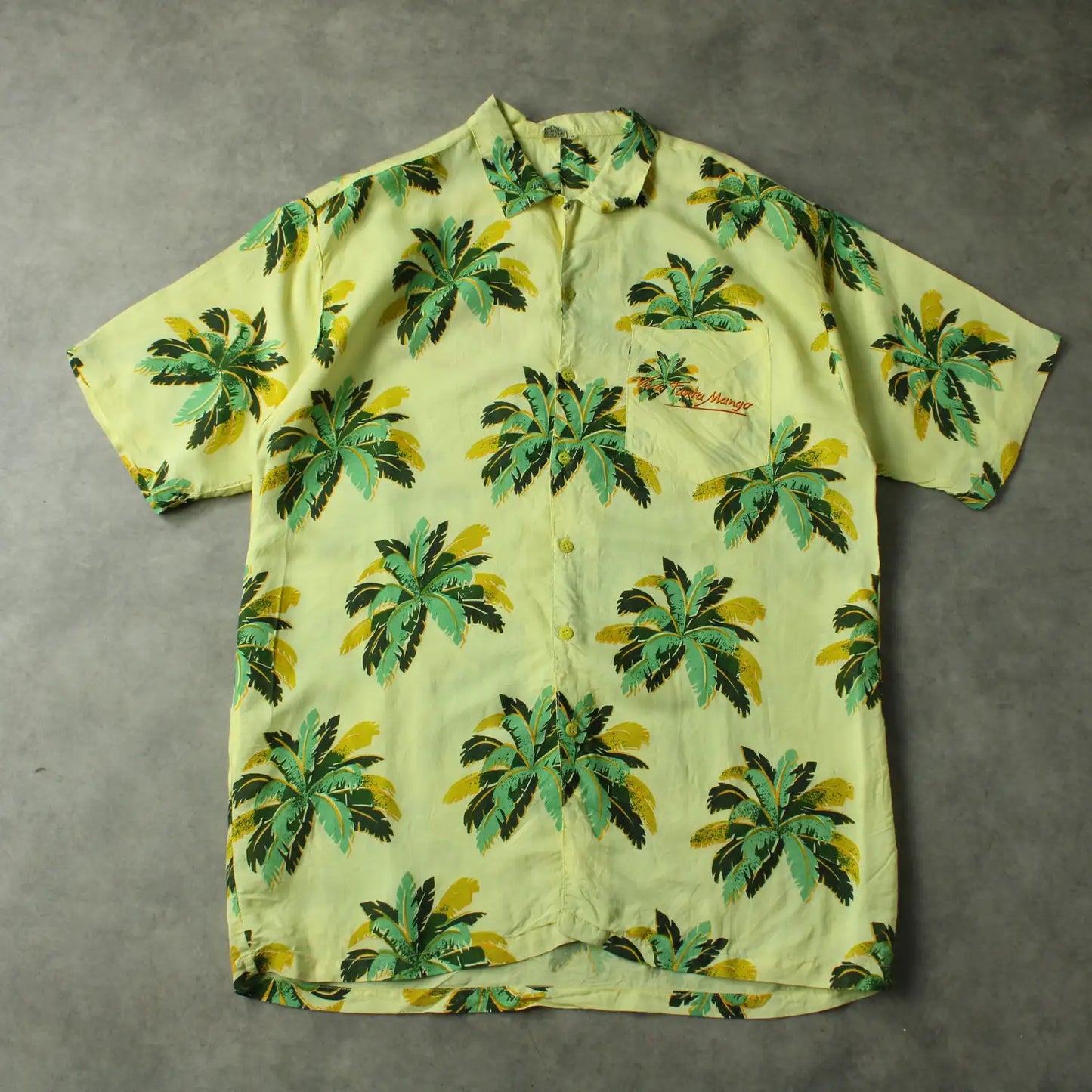 Viva Fanta Mango Hawaiian Shirt – Yellow Palm Print (Man-M)