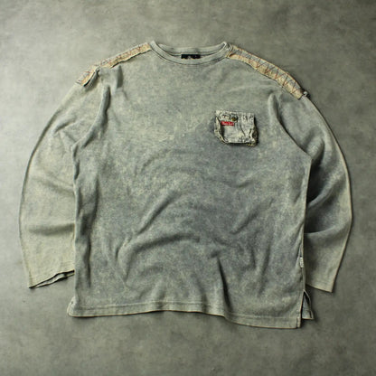 Uncle Sam Long Sleeve T-Shirt – Washed Grey Utility Pocket (Man-XL)