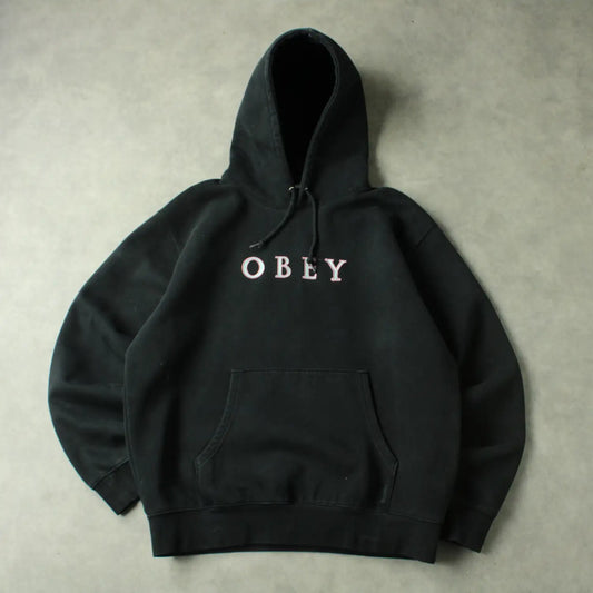 Obey Embroidered Logo Hoodie – Black (Man-L)