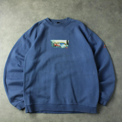 Quiksilver Graphic Sweatshirt – Blue (Man-XL,Flawed)