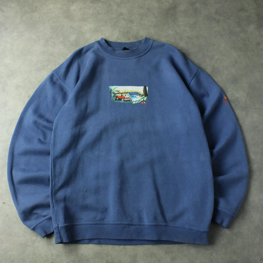 Quiksilver Graphic Sweatshirt – Blue (Man-XL,Flawed)