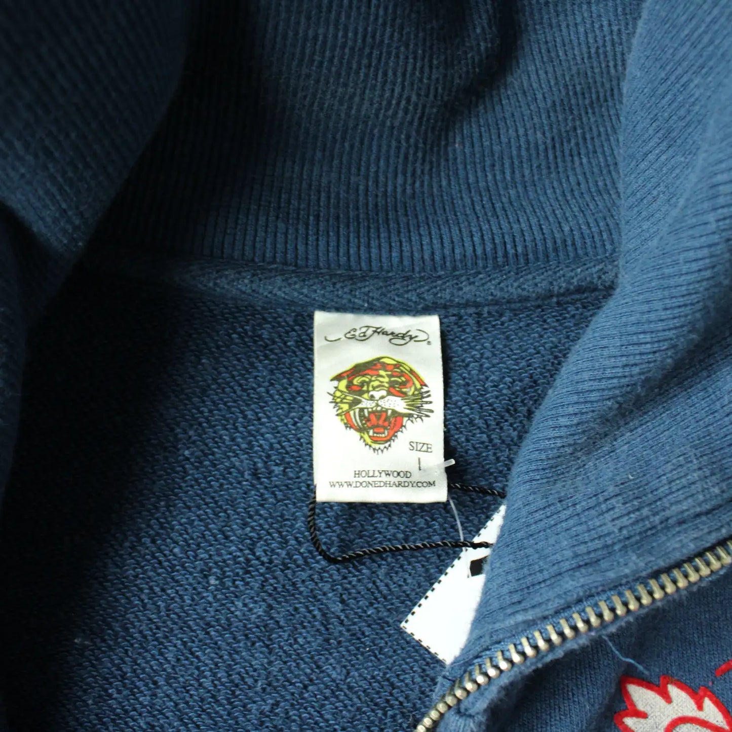 Ed Hardy Back Printed Full Zip Sweatshirt – Blue (Man-L)