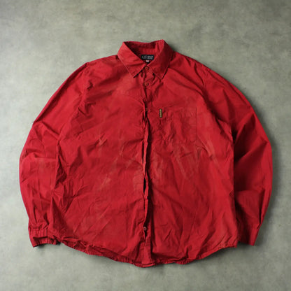 Armani Jeans Sunkissed Lightweight Button-Up Shirt – Red (Man-XL)