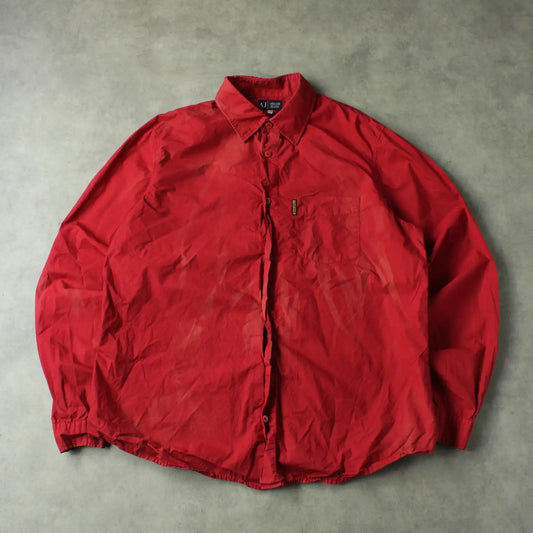Armani Jeans Sunkissed Lightweight Button-Up Shirt – Red (Man-XL)