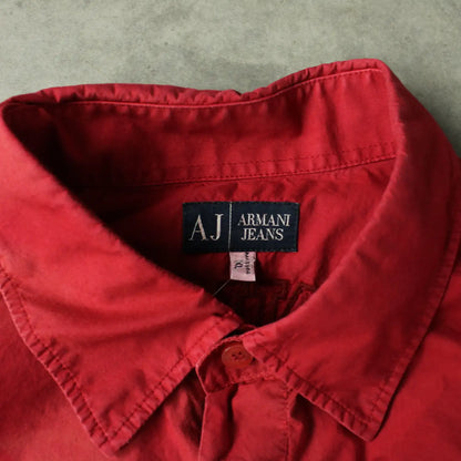 Armani Jeans Sunkissed Lightweight Button-Up Shirt – Red (Man-XL)