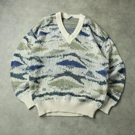Enzo Lorenzo Knitted Sweater – Beige/Blue (Man-L)