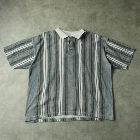 Pettebello Striped Piqué Polo Shirt – Grey (Man-XL)