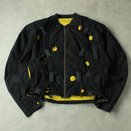 Calugi e Giannelli Quilted Bomber Style Jacket with Yellow Lining – Black (Man-L)