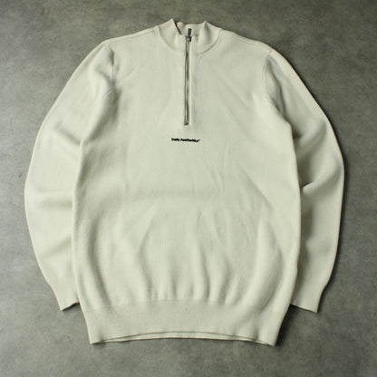 Daily Aesthetikz Minimal Half Zip Knit Sweater – Cream (Man-S)