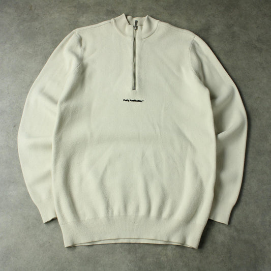 Daily Aesthetikz Minimal Half Zip Knit Sweater – Cream (Man-S)