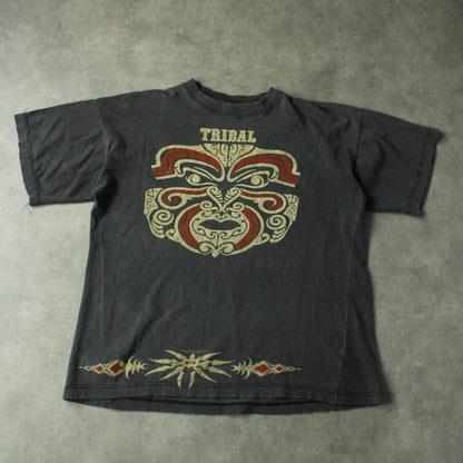 Tribal Tattoo Graphic Vintage T-Shirt – Dark Grey (Man-S)