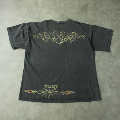 Tribal Tattoo Graphic Vintage T-Shirt – Dark Grey (Man-S)