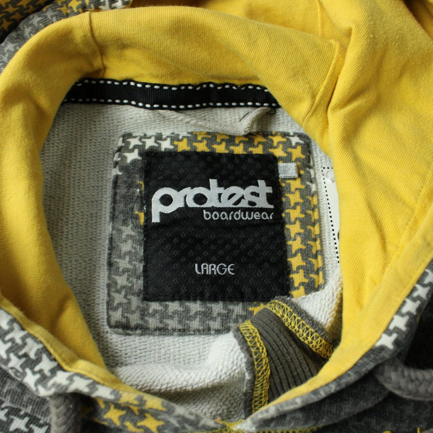 Protest Striped Hooded Sweatshirt – Grey & Yellow (Man-L)