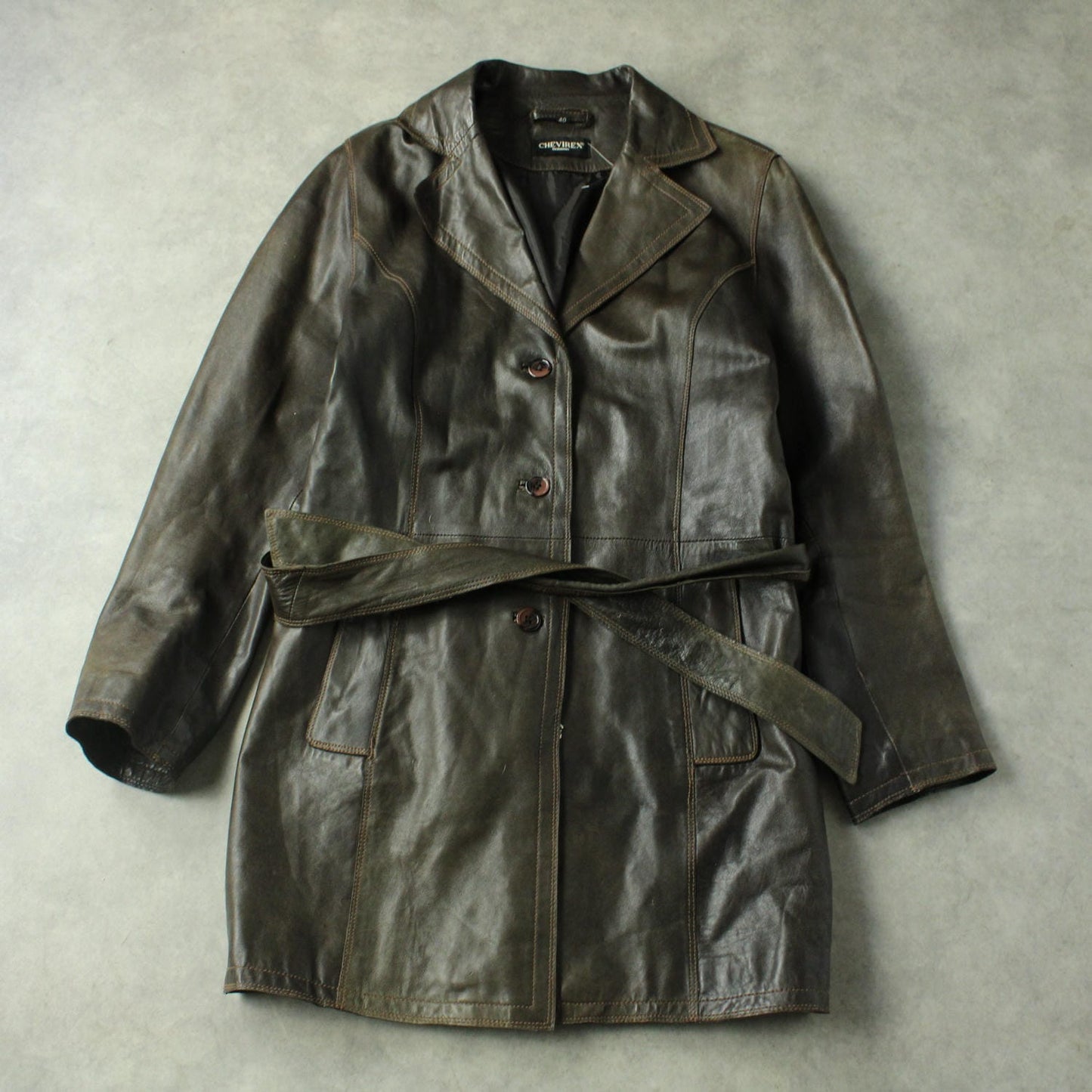 Chevirex Belted Leather Jacket – Dark Brown (Woman-L)