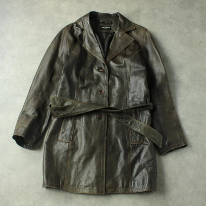 Chevirex Belted Leather Jacket – Dark Brown (Woman-L)