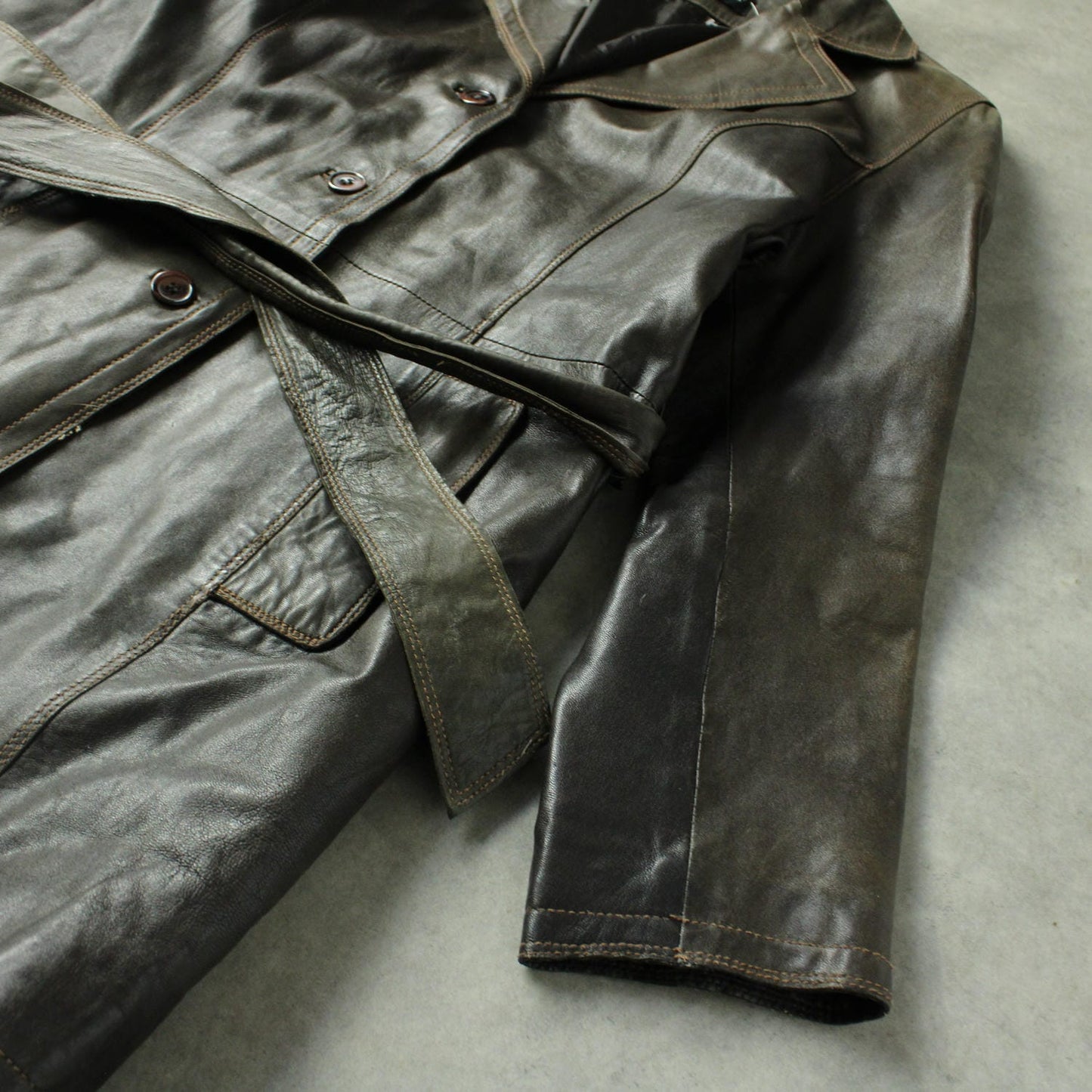 Chevirex Belted Leather Jacket – Dark Brown (Woman-L)