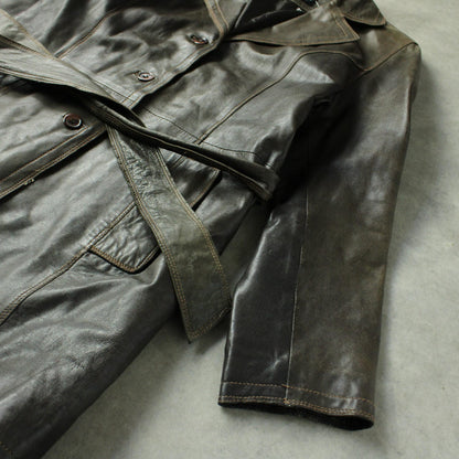 Chevirex Belted Leather Jacket – Dark Brown (Woman-L)