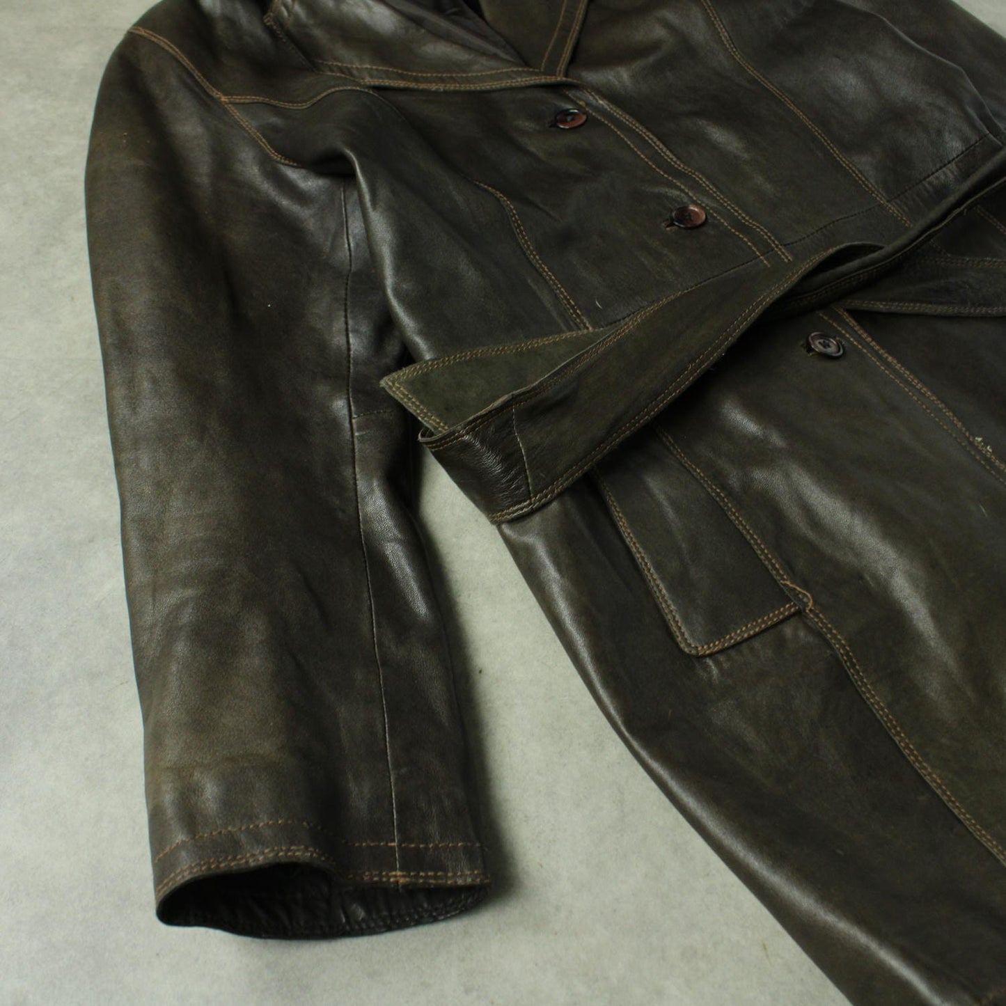 Chevirex Belted Leather Jacket – Dark Brown (Woman-L)