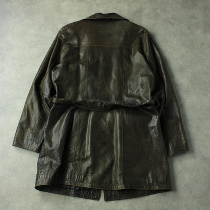 Chevirex Belted Leather Jacket – Dark Brown (Woman-L)