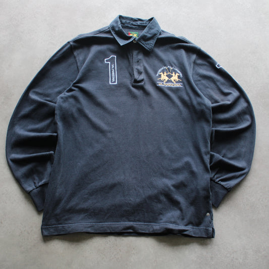 La Martina Embrioed Long Sleeve Polo Shirt (Man-L)