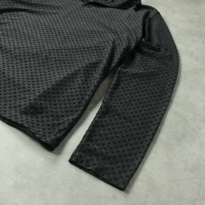 Emporio Armani Patterned Long Sleeve Polo – Charcoal Grey (Man-M)