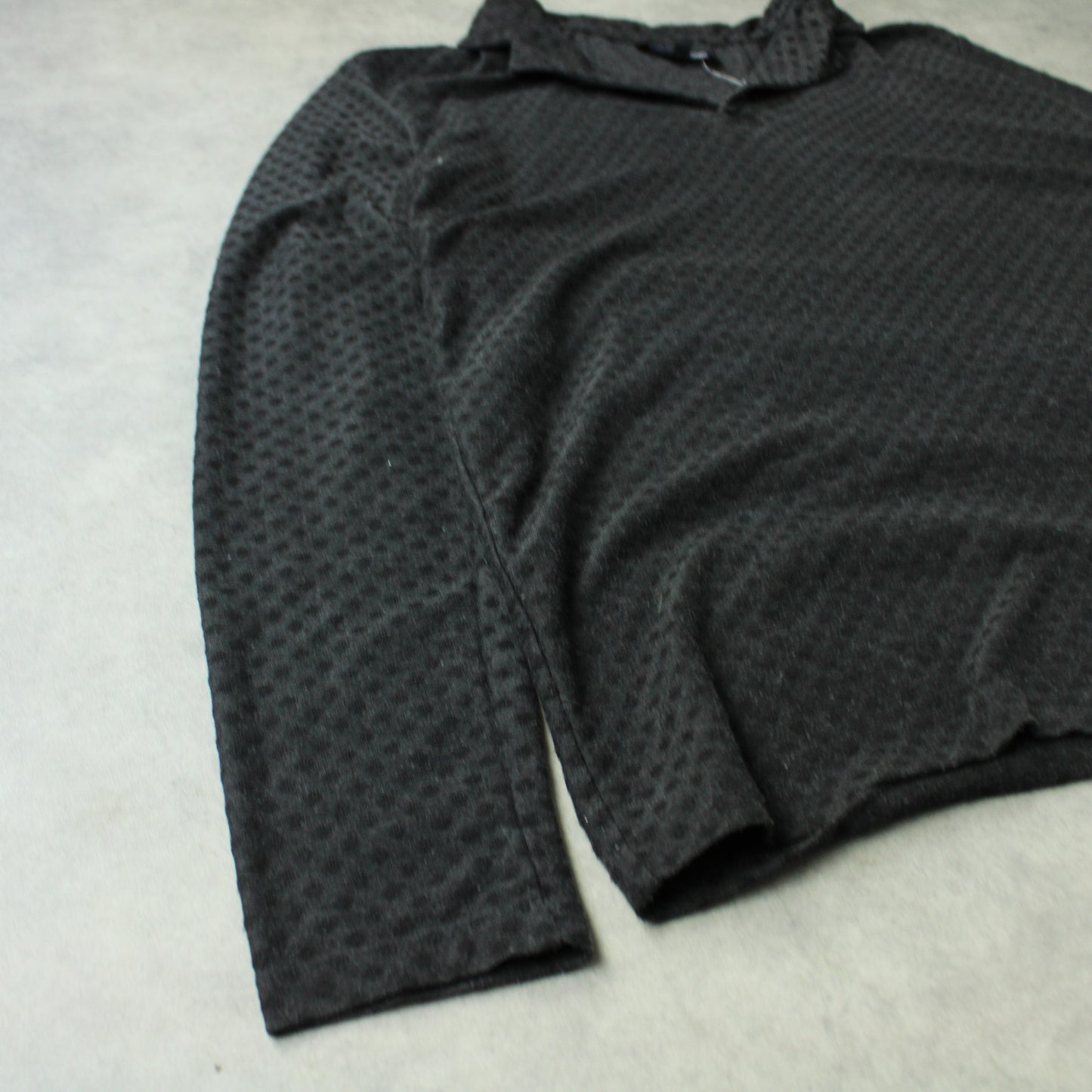 Emporio Armani Patterned Long Sleeve Polo – Charcoal Grey (Man-M)
