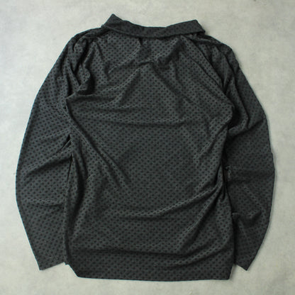 Emporio Armani Patterned Long Sleeve Polo – Charcoal Grey (Man-M)