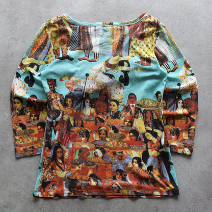 Nice Connection Surreal Print V-Neck Top (Woman-M)