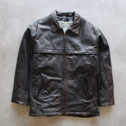 Vintage Brown Leather Jacket – Zip Up (Man-L)